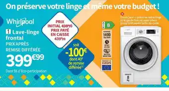 Conforama Lave-linge frontal whirlpool offre