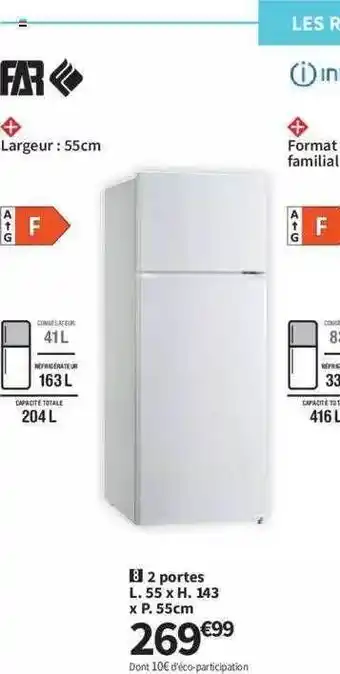 Conforama Réfrigérateur 2 portes far offre