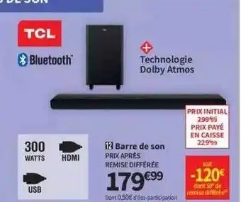 Conforama Barre de son tcl offre