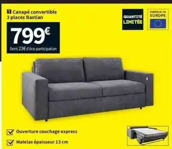 Conforama Canapé convertible 3 places bastian offre