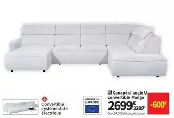 Conforama Canapé d'angle u convertible mango offre