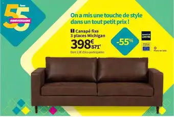 Conforama Canapé fixe 3 places michigan offre