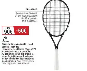 Decathlon Raquette de tennis adulte - head speed gtouch 270 offre