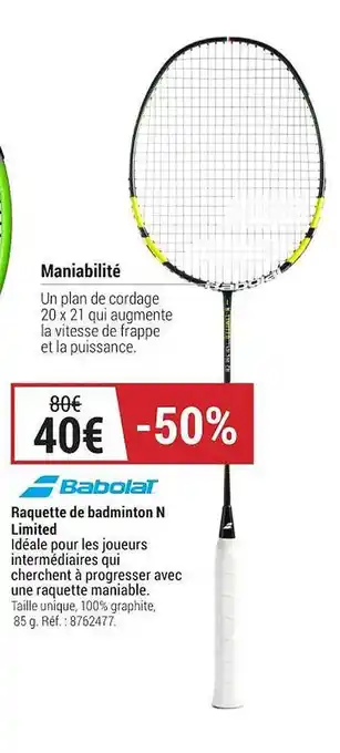 Decathlon Raquette de badminton n limited babolai offre