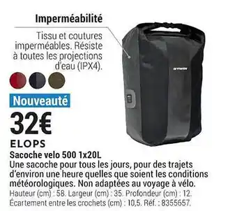 Sacoche vélo 500 1 x 20l elops
