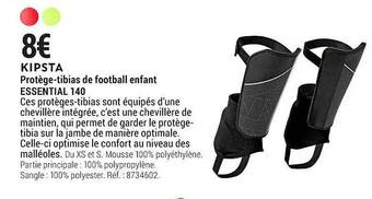 ProtĂšge-tibias de football enfant essential 140 kipsta