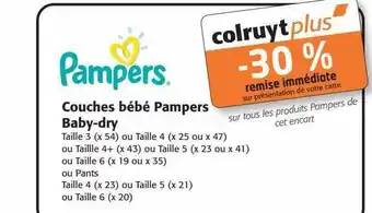 Colruyt Couches bébé pampers baby-dry offre