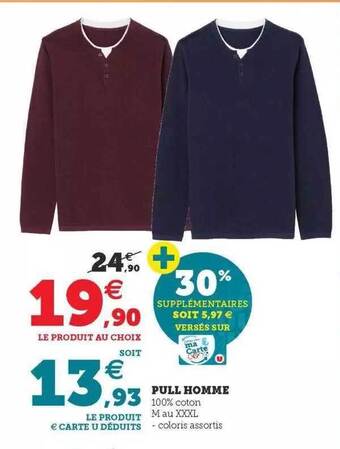Hyper U Pull homme offre