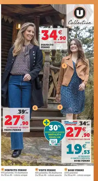Hyper U Veste femme, robe femme, perfecto femme u collection offre