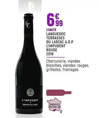 Spar Languedoc terrasses du larzac a.o.p. l'impudent rouge 2019 offre