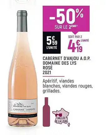 Spar Cabernet d'anjou a.o.p. domaine des lys rosé 2021 offre