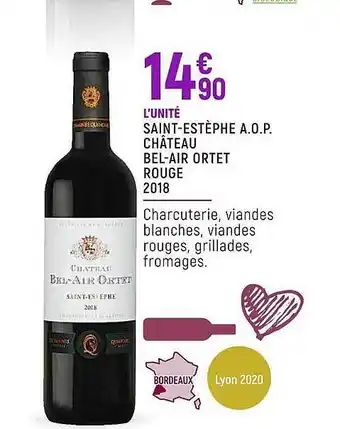 Spar Saint-estèphe a.o.p. château bel-air ortet rouge 2018 offre