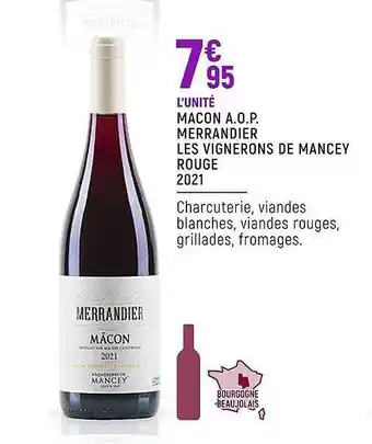Spar Mâcon a.o.p. merrandier les vignerons de mancey rouge 2021 offre