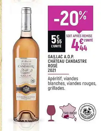 Spar Gaillac a.o.p. château candastre rosé 2021 offre