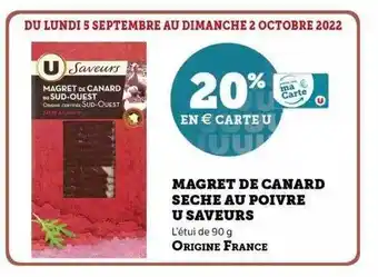 Super U Magret de canard sèche au poivre u saveurs offre