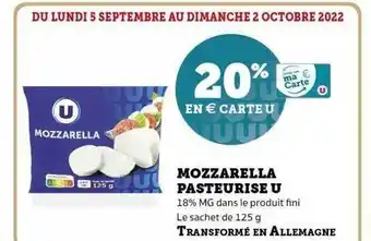 Super U Mozzarella pasteurisé u offre