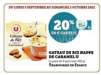 Super U Gâteau de riz nappé de caramel u offre