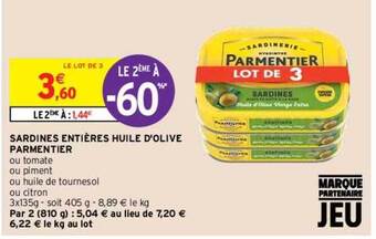 Intermarché Hyper Sardines entières huile d'olive parmentier offre