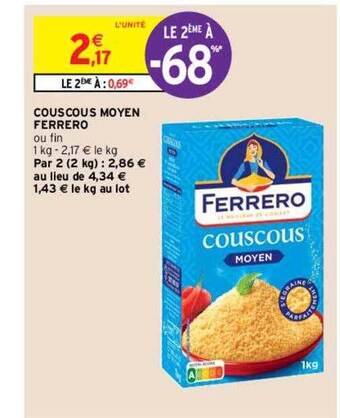 Intermarché Hyper Couscous moyen ferrero offre