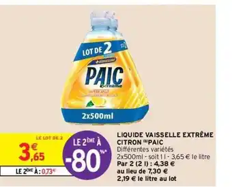 Intermarché Hyper Liquide vaisselle extrême citron paic offre