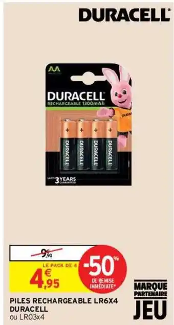 Intermarché Hyper Piles rechargeable lr6x4 duracell offre