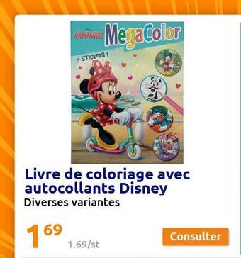 Action Livre de coloriage avec autocollants disney offre