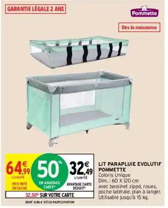 Intermarché Hyper Lit parapluie evolutif pommette offre