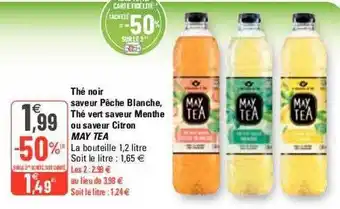 G20 Thé noir saveur pêche blanche, thé vert saveur menthe ou saveur citron may tea offre