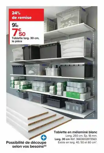 Castorama Tablette en mélaminé blanc offre