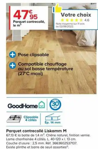 Castorama Parquet contrecollé liskamm m goodhome offre
