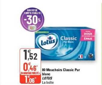 G20 80 mouchoirs classic pur blanc lotus offre