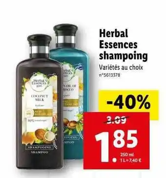 Lidl Shampoing herbal essences offre
