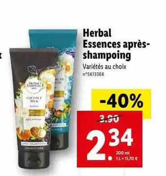 Lidl Après-shampoing herbal essences offre