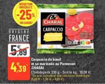G20 Carpaccio de boeuf et sa marinade au parmesan charal offre