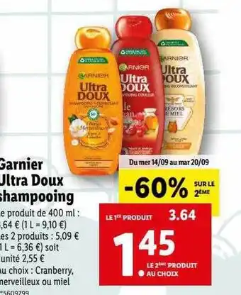 Lidl Shampooing garnier ultra doux offre
