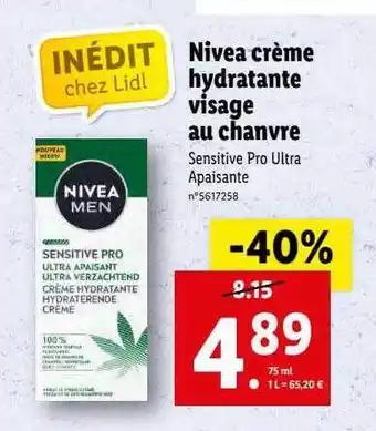 Lidl Crème hydratante visage au chanvre nivea offre