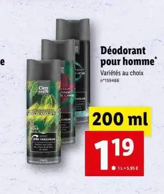 Lidl Déodorant pour homme cien offre