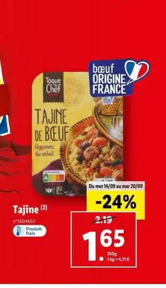 Lidl Tajine toque du chef offre
