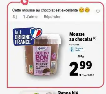 Lidl Mousse au chocolat offre