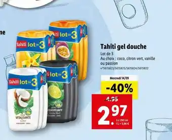 Lidl Gel douche tahiti offre