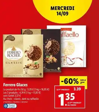 Lidl Ferrero glaces ferrero rocher offre