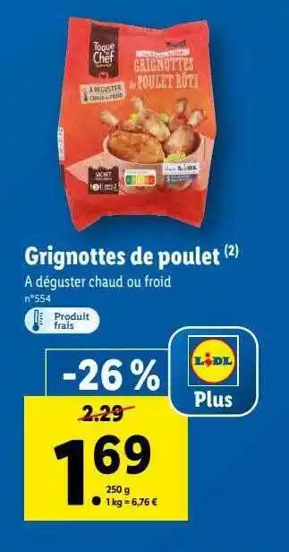 Lidl Grignottes de poulet toque du chef offre