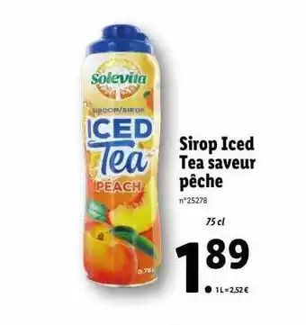 Lidl Sirop iced tea saveur pêche solevita offre