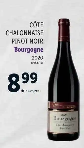CĂŽte chalonnaise pinot noir bourgogne 2020