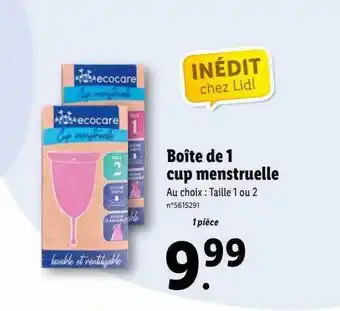 Lidl Boîte de 1 cup menstruelle ecocare offre