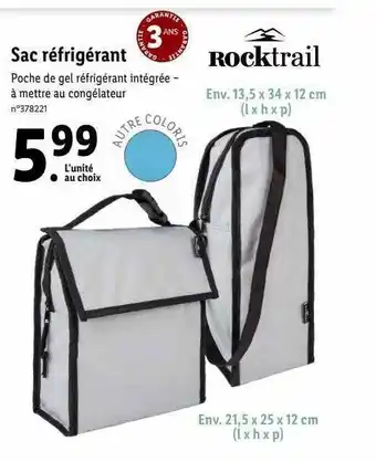 Lidl Sac réfrigérant rocktrail offre