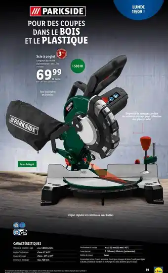 Lidl Scie à onglet parkside offre