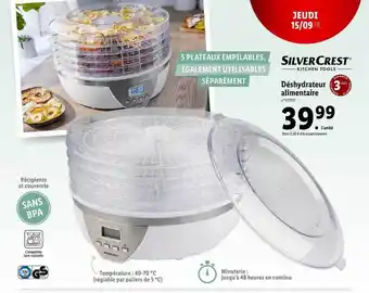 Lidl Déshydrateur alimentaire silvercrest offre
