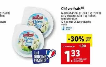 Lidl Chèvre frais chêne argent offre