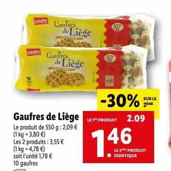 Lidl Gaufres de liège sondey offre